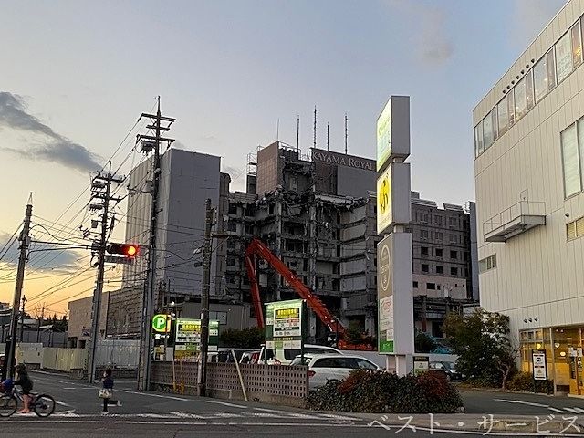 岡山ロイヤルホテル解体の様子，2022.01.19現在